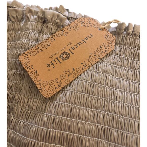 Natural Life Silver Smocked Waist Daisy High Waist Silky Shorts Women’ Sz Medium - Picture 5 of 6